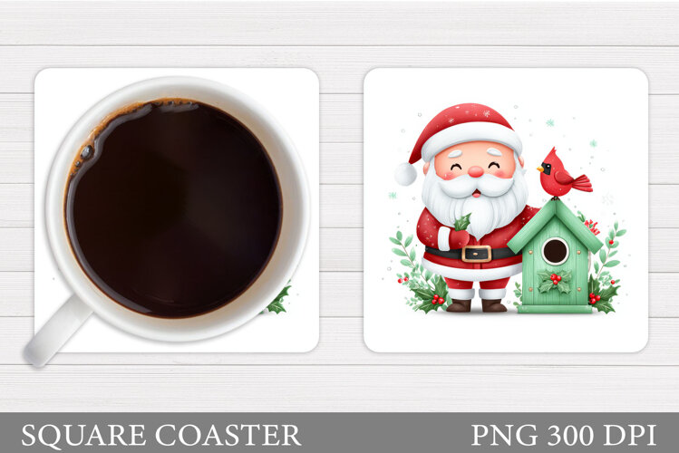 Cute Santa Coaster Sublimation. Santa Claus Coaster Design example image 1