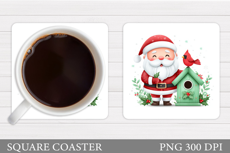 Cute Santa Coaster Sublimation. Santa Claus Coaster Design