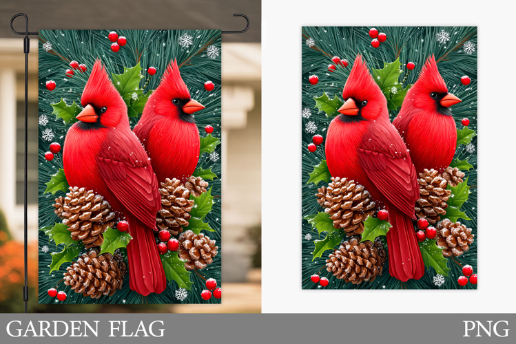 Christmas Cardinal Garden Flag. Christmas Garden Flag Design