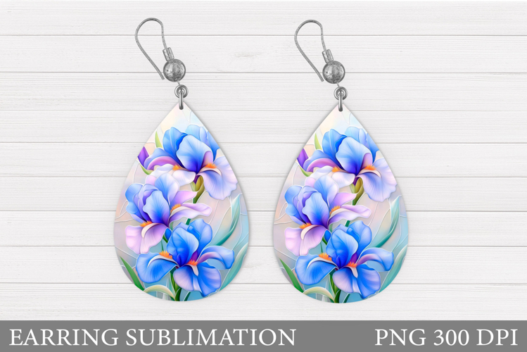 Flowers Teardrop Earring Design. Flowers Earring Sublimation