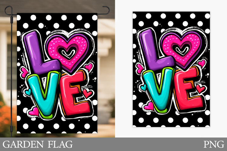 Valentine Garden Flag Design. Love Garden Flag Sublimation