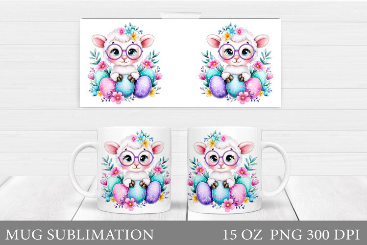 Lamb Easter Mug Sublimation. Easter Lamb Mug Design example image 1