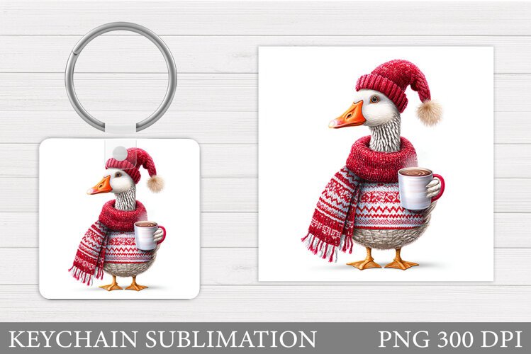 Christmas Goose Keychain. Christmas Keychain Sublimation example image 1