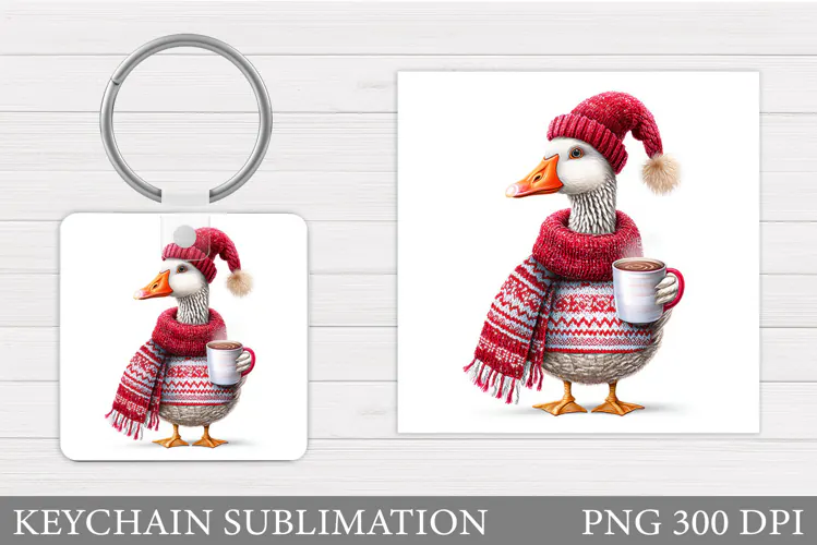 Christmas Goose Keychain. Christmas Keychain Sublimation