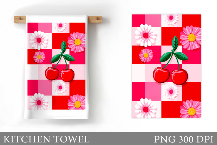 Cherry Kitchen Towel. Flowers Kitchen Towel Design