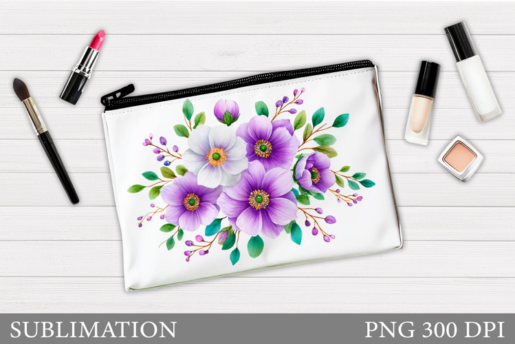 Floral Makeup Bag. Flowers Makeup Pouch Sublimation