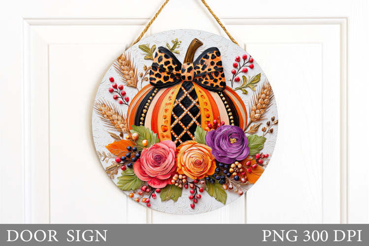 Pumpkin Door Sign Sublimation. Fall Door Sign Design