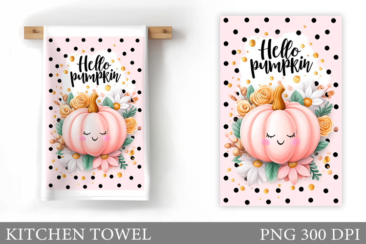 Pumpkin Kitchen Towel. Hello Pumpkin Kitchen Towel Design