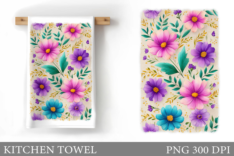 Flowers Kitchen Towel. Wildflowers Kitchen Towel Design