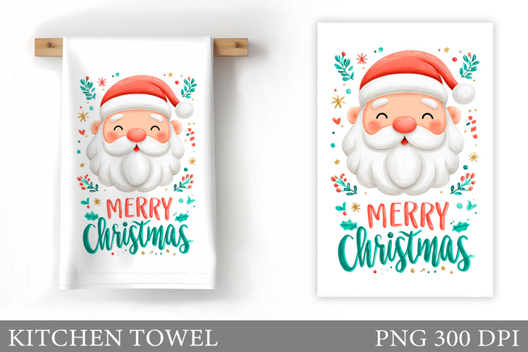 Santa Claus Kitchen Towel. Christmas Kitchen Towel Design
