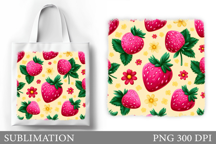 Strawberry Tote Bag Sublimation. Strawberry Sublimation