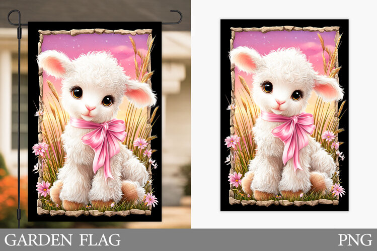 Summer Lamb Garden Flag. Summer Garden Flag Design example image 1