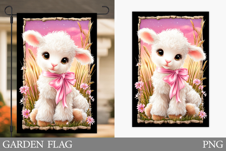 Summer Lamb Garden Flag. Summer Garden Flag Design