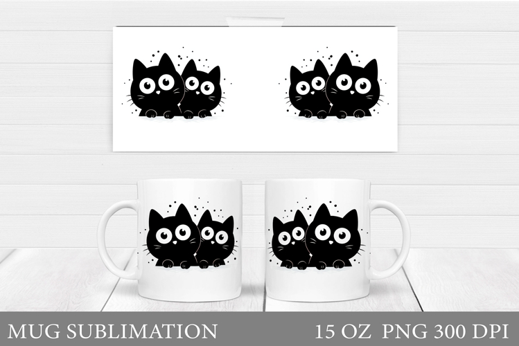 Cute Cats Mug Wrap Design. Cute Cats Mug Sublimation