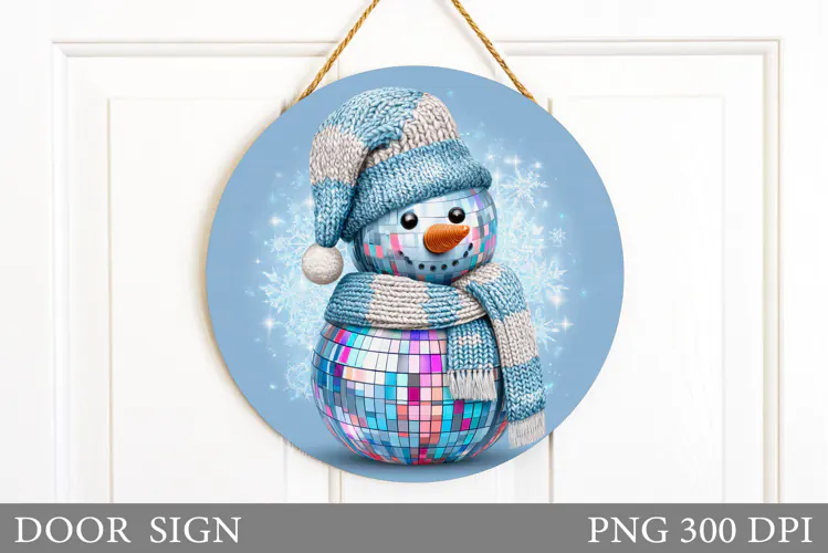 Snowman Door Sign Sublimation. Christmas Door Sign Design