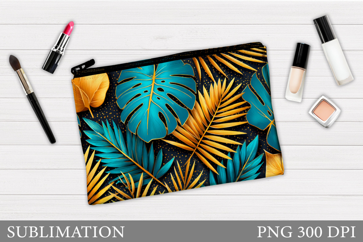 Palm Leaves Makeup Bag. Tropical Leaves Makeup Pouch