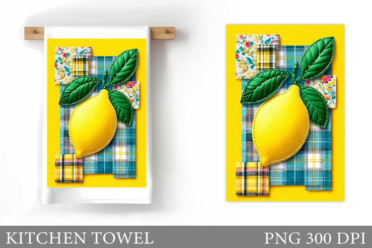 Patchwork Lemons Kitchen Towel. Lemons Sublimation