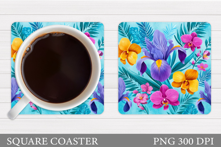 Floral Coaster Design. Flowers Coaster Sublimation