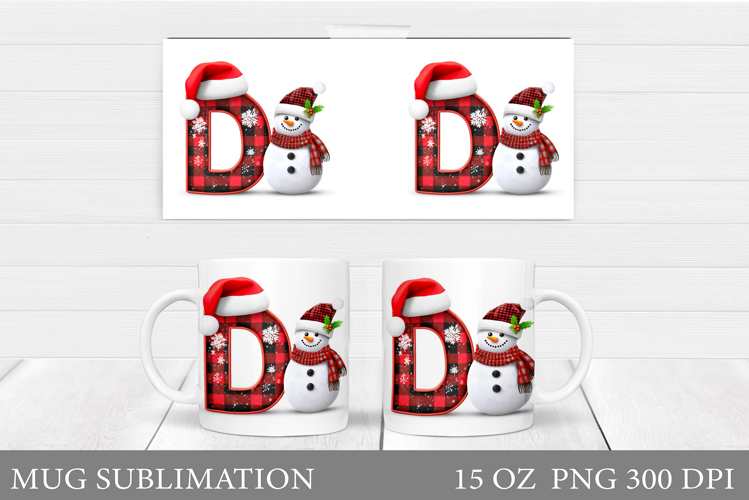 Christmas Letter D Sublimation. Christmas Mug Design