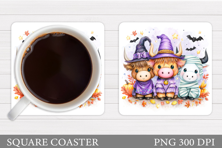 Halloween Cow Coaster Design. Halloween Coaster Sublimation