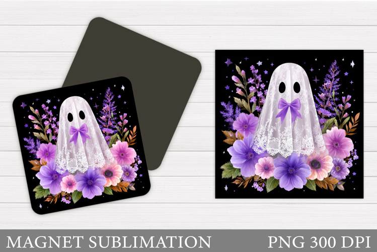 Cute Ghost Magnet Design. Halloween Magnet Sublimation