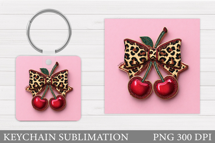 Cherry Keychain Design. Valentine Keychain Sublimation