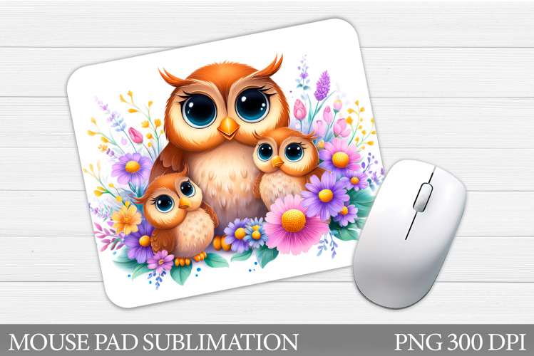 Owls Mouse Pad Design. Owls Flowers Mouse Pad Sublimation