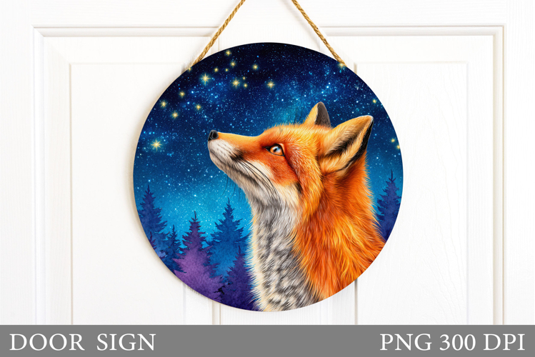 Fox Door Sign Design. Christmas Door Sign Sublimation