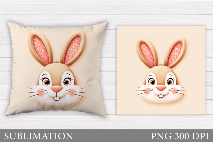 Cute Bunny Pillow Design. Cute Bunny Sublimation