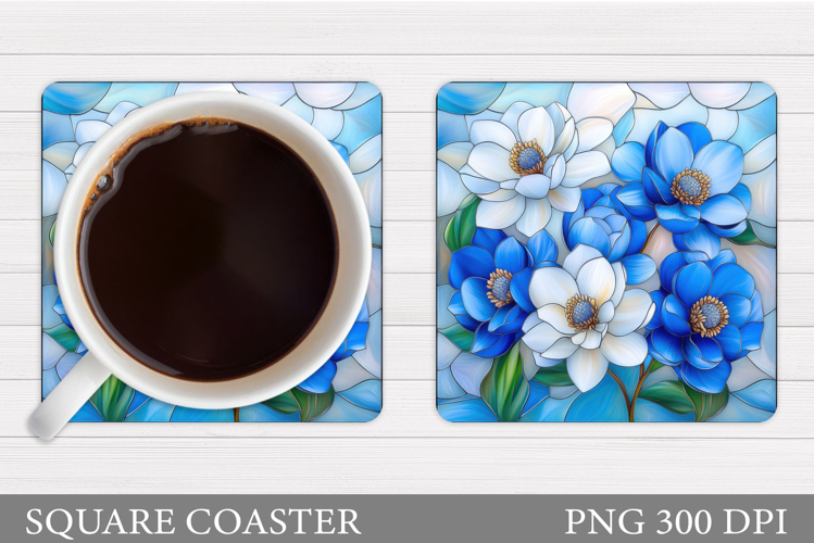 Flowers Coaster Sublimation. Floral Coaster Design