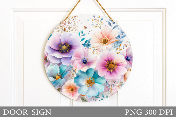 Flowers Door Sign Design. Floral Door Sign Sublimation