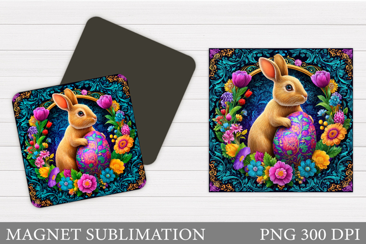 Happy Easter Magnet Design. Easter Bunny Magnet Sublimation