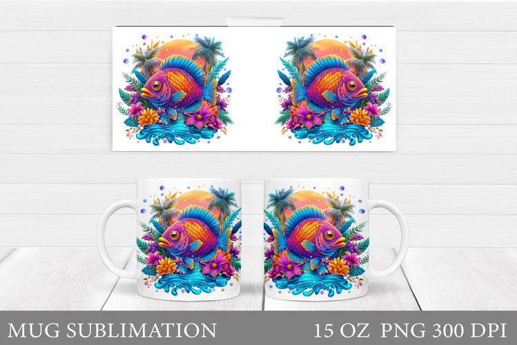 Fish Mug Wrap Design. Fish Sublimation