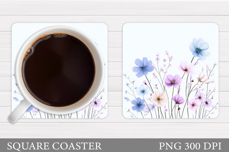 Wildflowers Coaster Design. Floral Coaster Sublimation