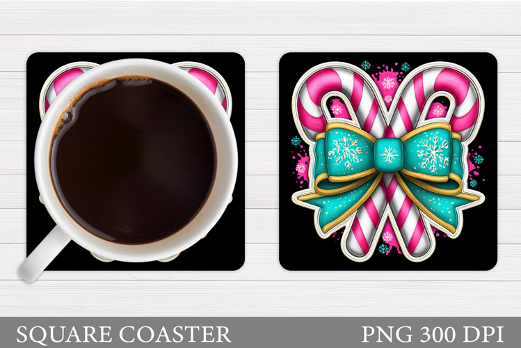 Christmas Candy Canes Coaster. Christmas Coaster Sublimation