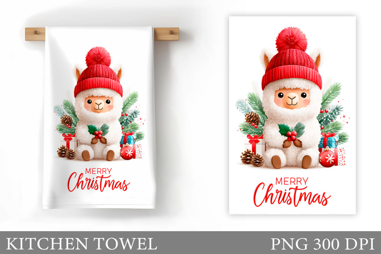 Christmas Lama Kitchen Towel. Christmas Kitchen Towel Design
