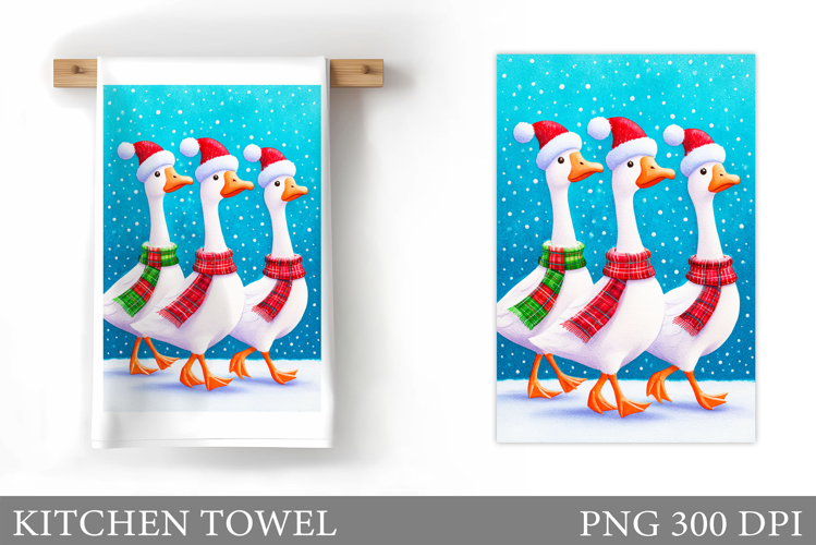Christmas Goose Kitchen Towel. Christmas Kitchen Towel