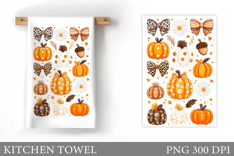 Pumpkin Kitchen Towel. Fall Kitchen Towel Sublimation