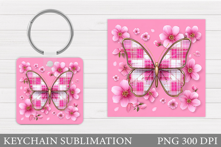 Butterfly Flowers Keychain. Butterfly Keychain Sublimation