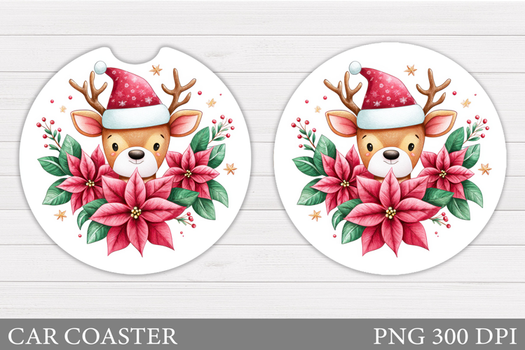 Christmas Deer Car Coaster. Christmas Car Coaster Design