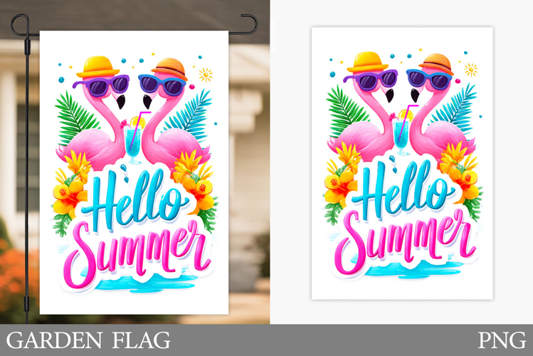 Flamingo Garden Flag Design. Summer Garden Flag Sublimation