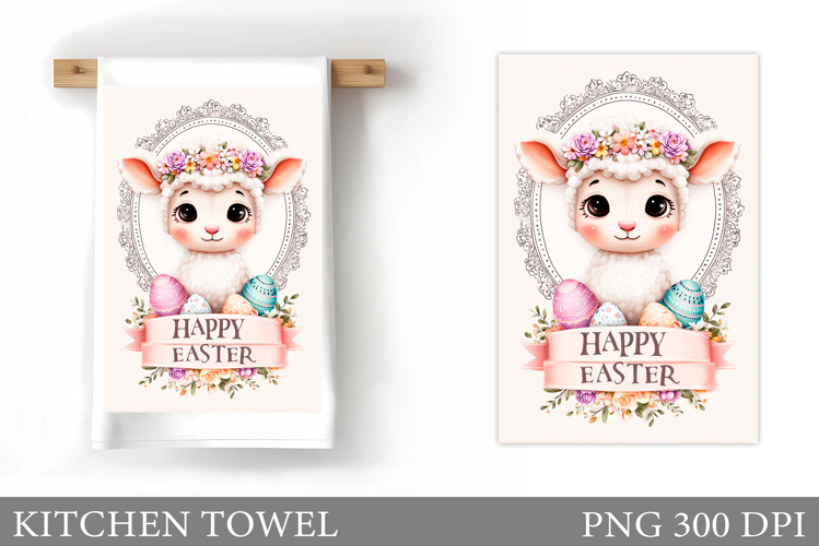 Easter Lamb Kitchen Towel. Easter Kitchen Towel Design