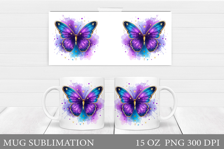 Butterfly Mug Sublimation. Butterfly Flowers Mug Design