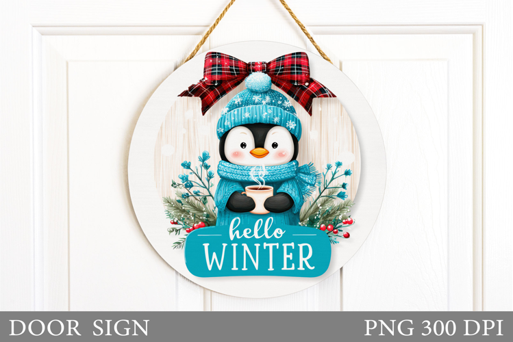 Christmas Penguin Door Sign. Christmas Door Sign Design