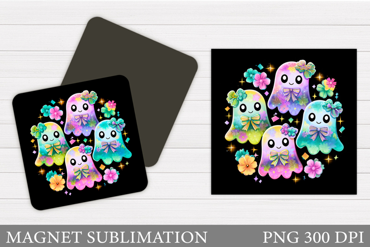 Cute Ghost Magnet Design. Halloween Magnet Sublimation