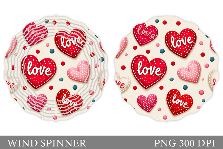 Hearts Wind Spinner Sublimation. Valentines Wind Spinner example image 1