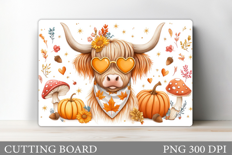 Highland Cow Cutting Board. Fall Cow Cutting Board Design