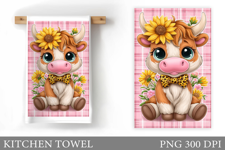 Cute Cow Kitchen Towel. Cow Summer Kitchen Towel Design