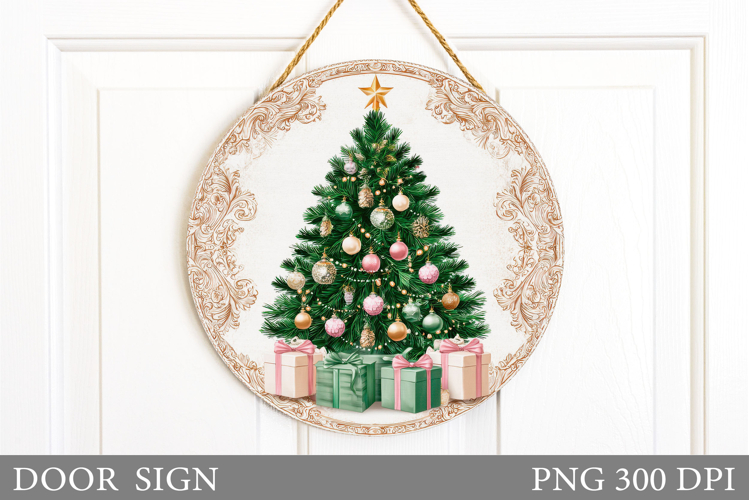 Christmas Tree Door Sign. Christmas Door Sign Design