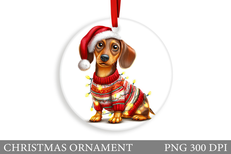 Dachshund Christmas Ornament. Christmas Ornament Sublimation